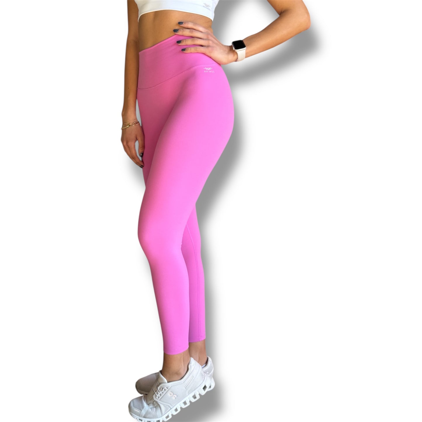 Seamless Front Basic Leggings - Rose Pink
