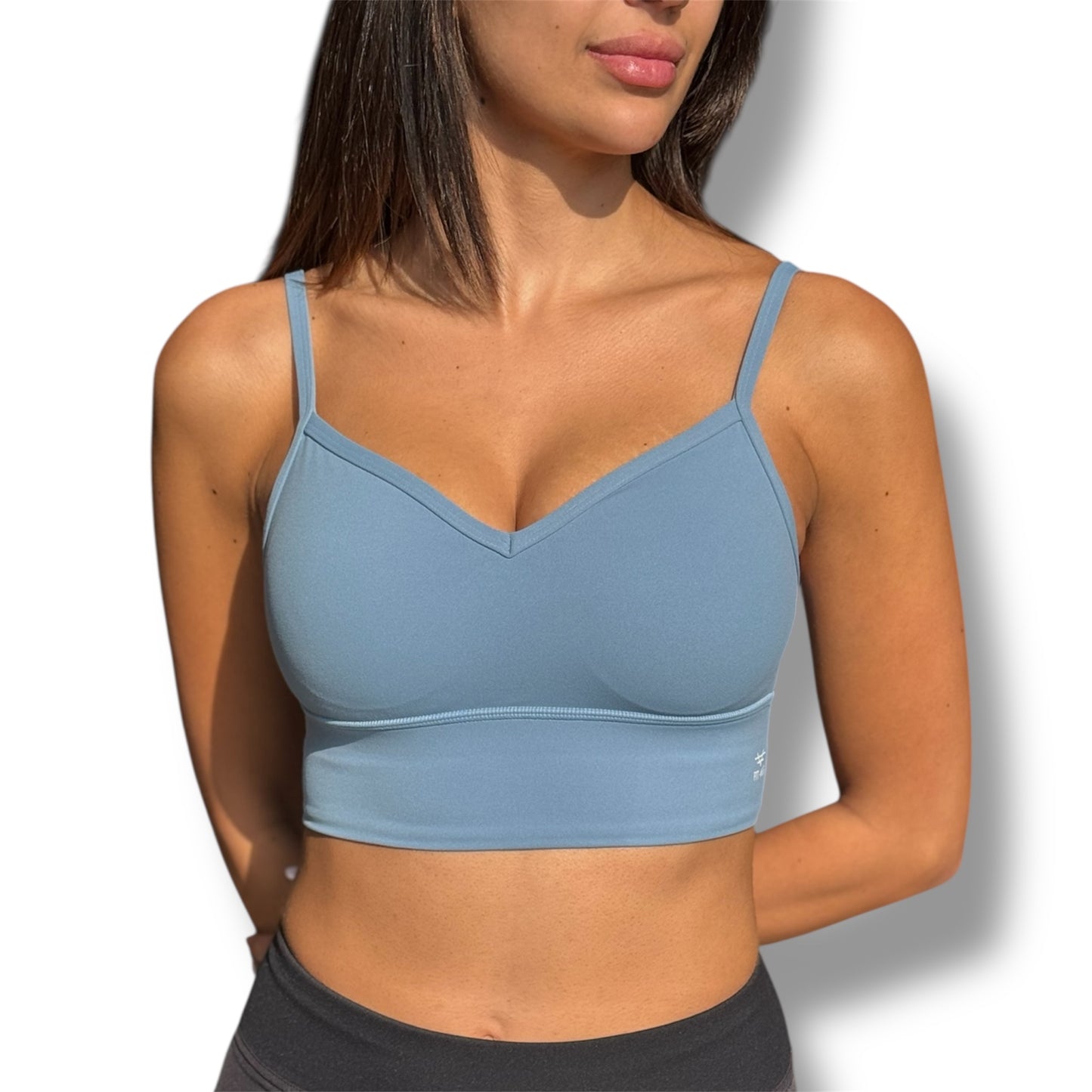 Heart Shaped Sports Bra - Distressed Denim