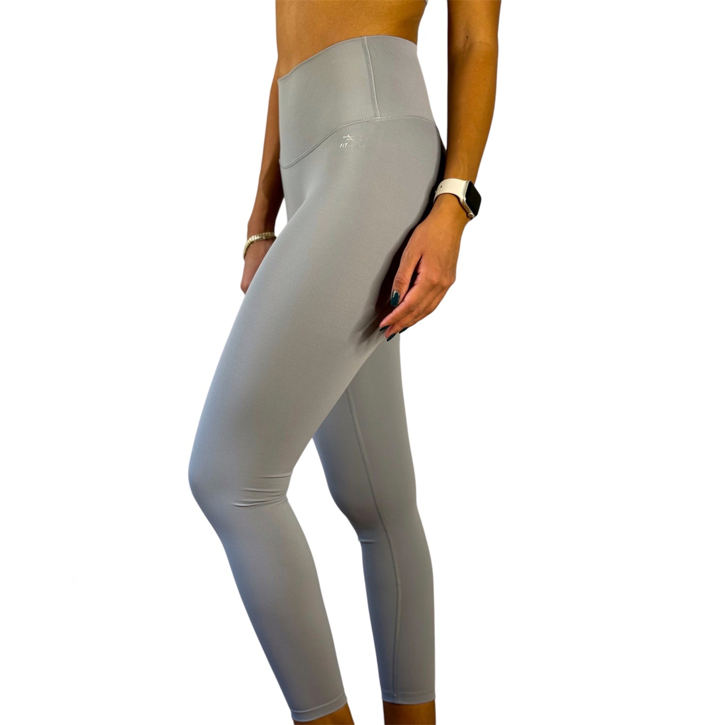 Seamless Front Basic Leggings - Blue Grey