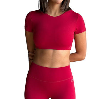 Minimal Short Sleeve Padded Crop Top