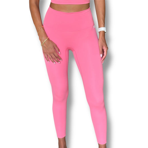 Seamless Front Basic Leggings - Pink Punch