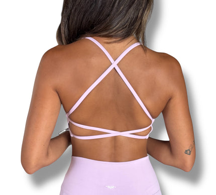 Twist Front Strappy Sports Bra - Blush