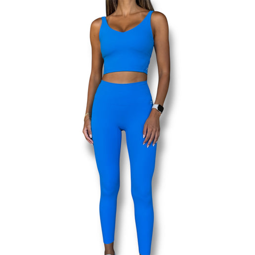 Seamless Front Basic Leggings - Sapphire