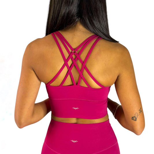 StrapTrend Cross Back Bra - Cherry Red