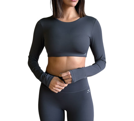 Minimal Long Sleeve Padded Crop Top