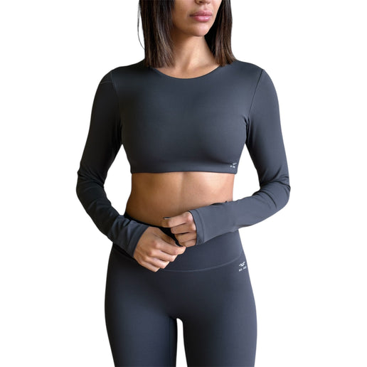 Minimal Long Sleeve Padded Crop Top