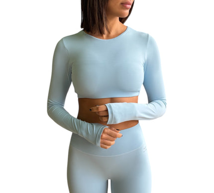 Minimal Long Sleeve Padded Crop Top