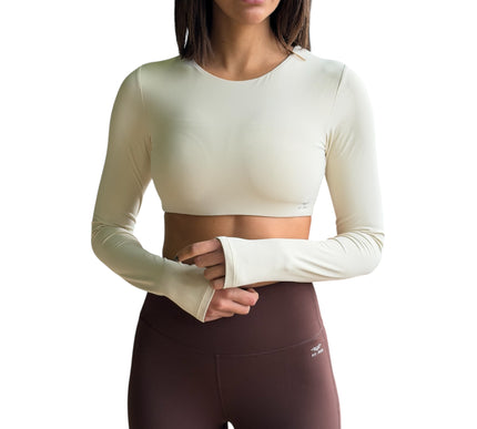 Minimal Long Sleeve Padded Crop Top