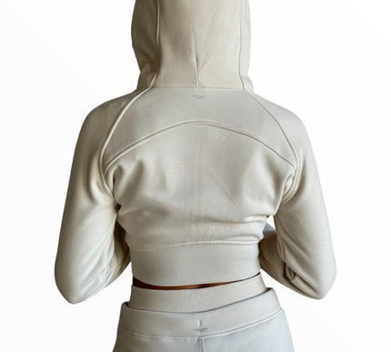 Cropped Fitted Fleece Jacket - Ivory