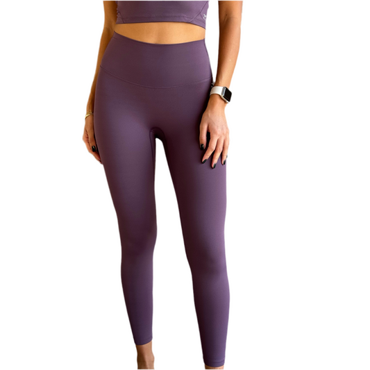 Seamless Front Basic Leggings - English Violet