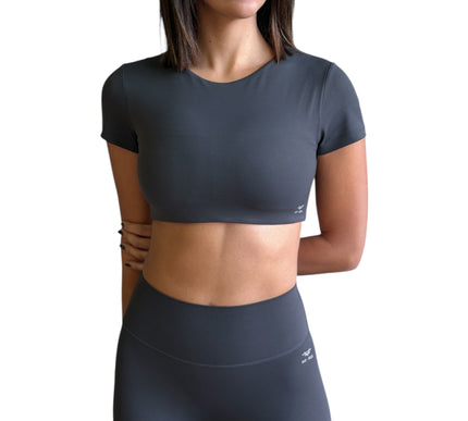 Minimal Short Sleeve Padded Crop Top