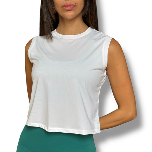 Basic Sleeveless Crop Top - White