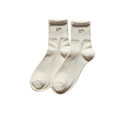 Smile Ribbed Crew Socks