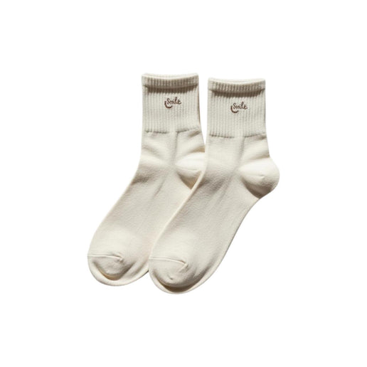Smile Ribbed Crew Socks