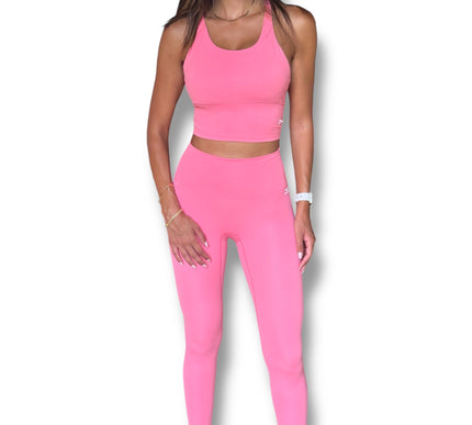 Seamless Front Basic Leggings - Pink Punch