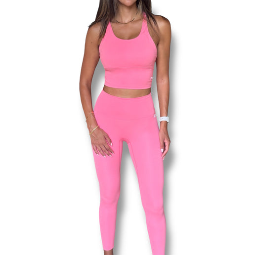 Seamless Front Basic Leggings - Pink Punch