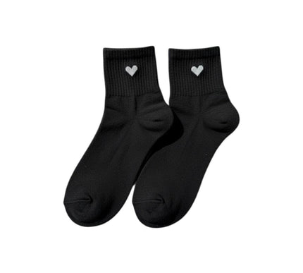 Heart Ribbed Crew Socks