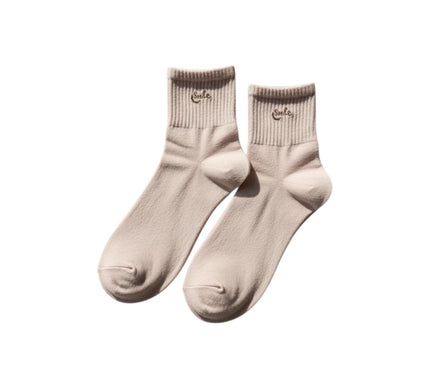 Smile Ribbed Crew Socks