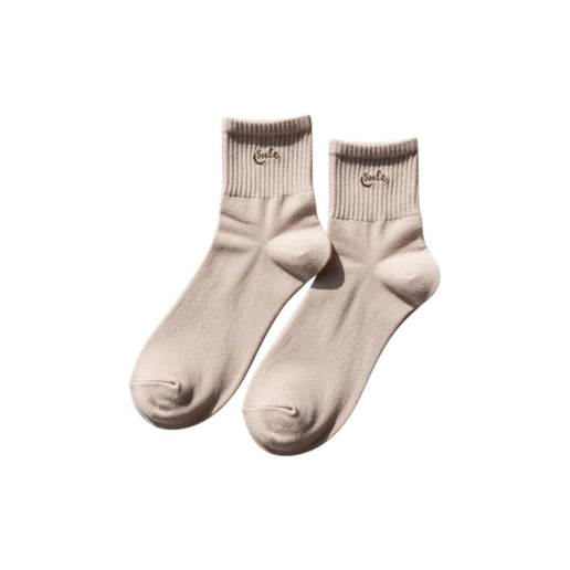 Smile Ribbed Crew Socks