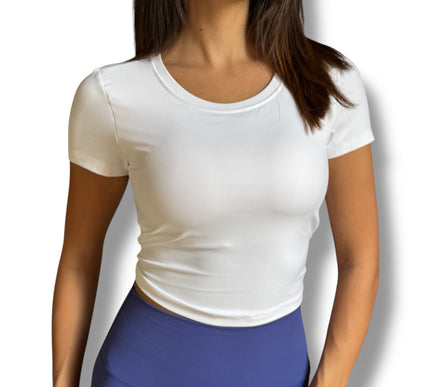Fit Back Tie Cropped Tee - White