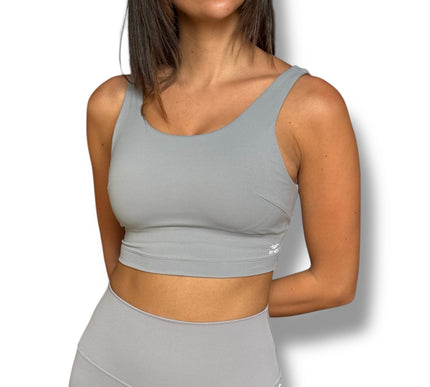 Crossed Over Back Sports Bra - Rhino Grey