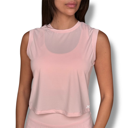 Basic Sleeveless Crop Top - Pink Lemonade
