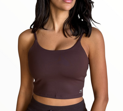 Basic Padded Crop Top - Espresso