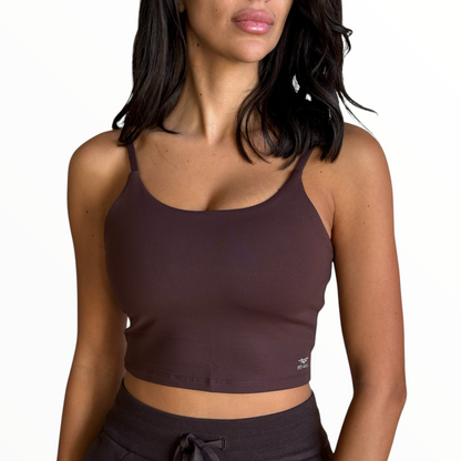 Basic Padded Crop Top - Espresso