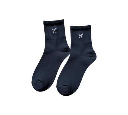 Bow Ribbed Crew Socks
