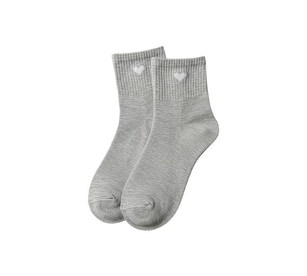 Heart Ribbed Crew Socks