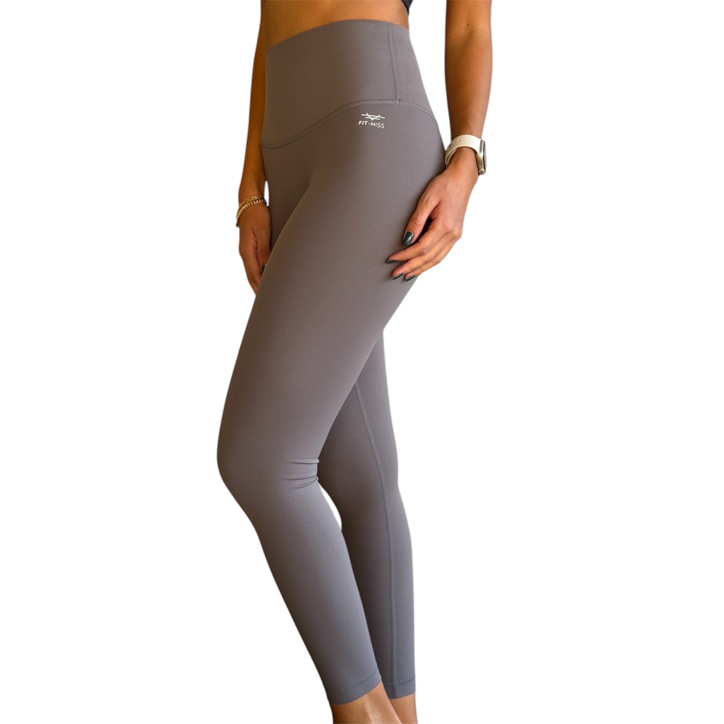 Seamless Front Basic Leggings - Titanium