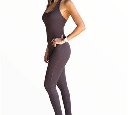 Halter Neck Jumpsuit - Chocolate