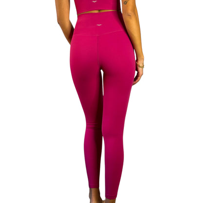 Crossed V-Contour Leggings - Cherry Red