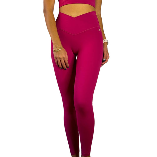 Crossed V-Contour Leggings - Cherry Red