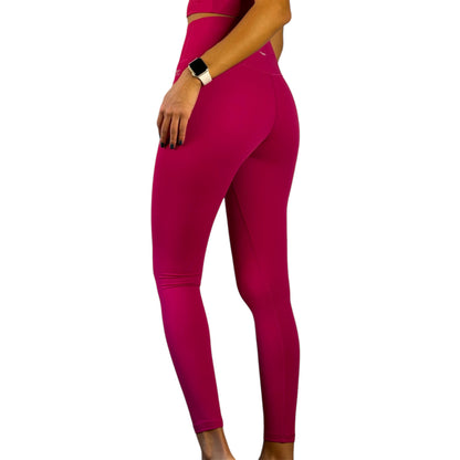 Crossed V-Contour Leggings - Cherry Red