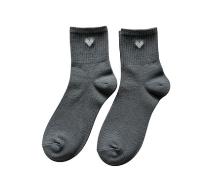 Heart Ribbed Crew Socks