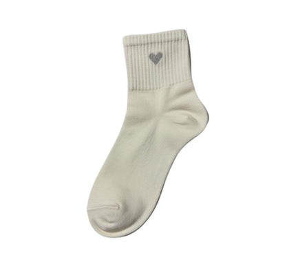 Heart Ribbed Crew Socks