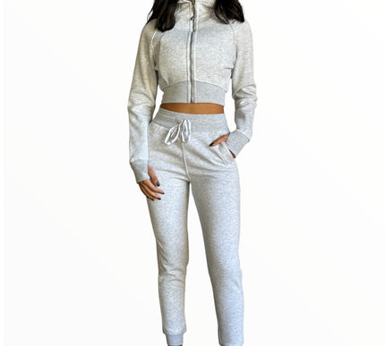 Fitted Fleece Set - Cool Grey