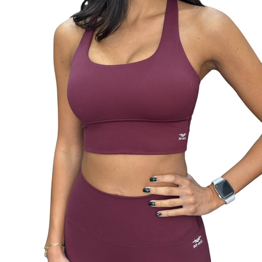 Crisscross Sports Bra - Wine Red