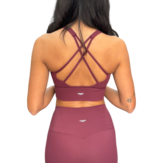 Crisscross Sports Bra - Wine Red