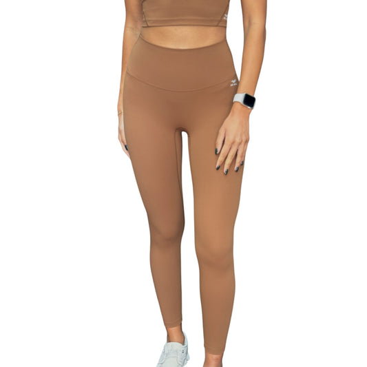 Seamless Front Basic Leggings - Gingerbread