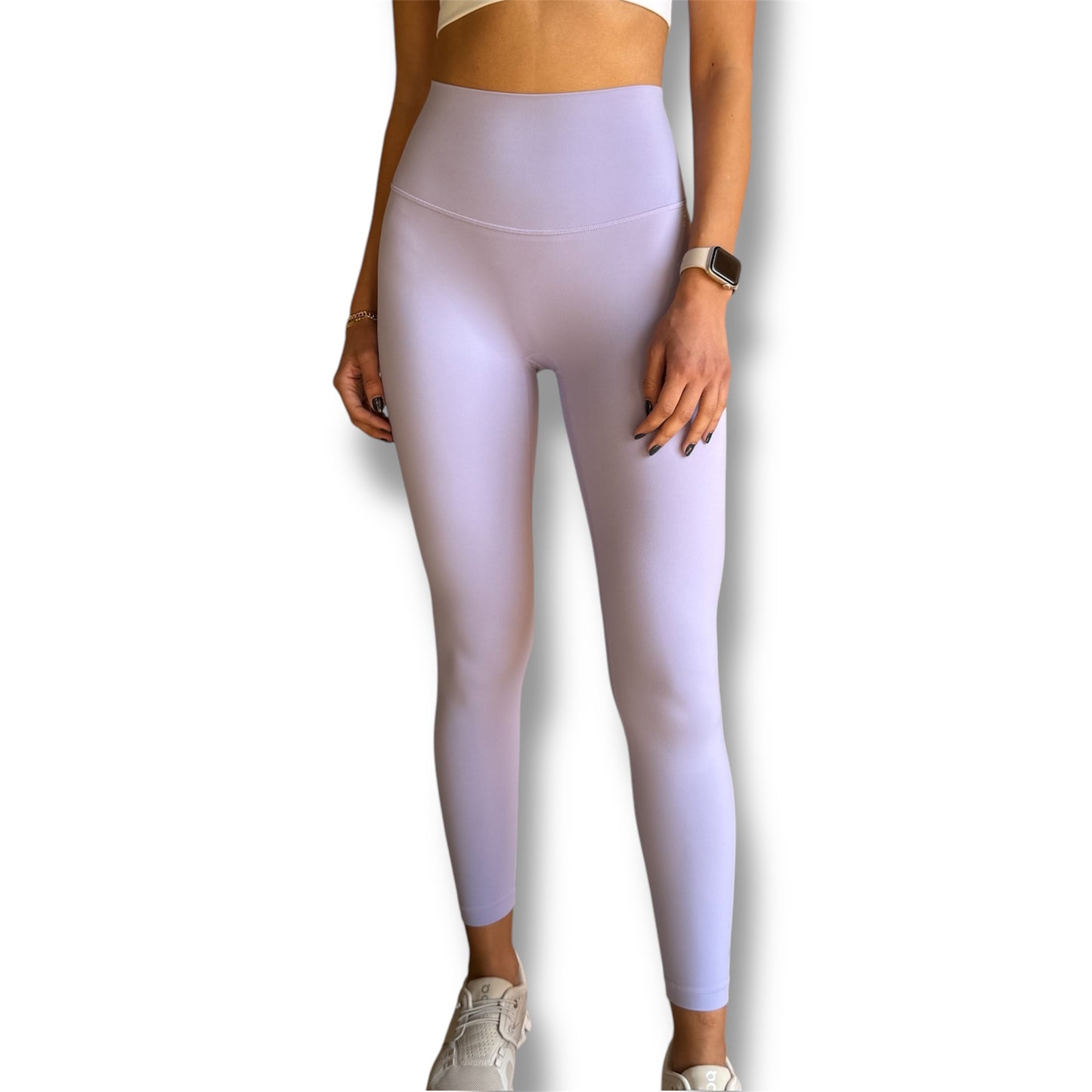 Seamless Front Basic Leggings - Lavender