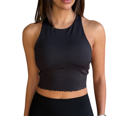 Scallop Hem Racerback Crop Top