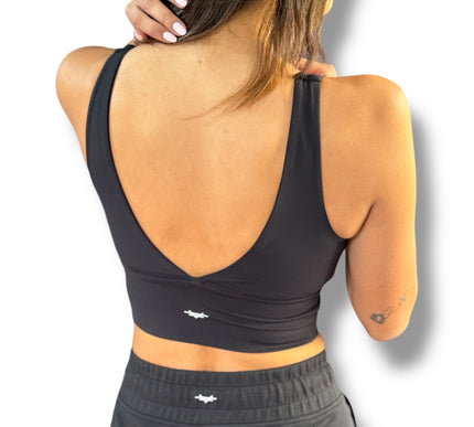 V Back Sports Bra - Black