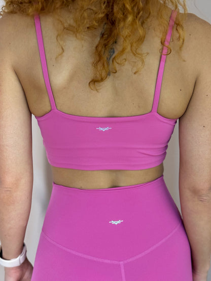 Simple Padded Crop Top - Pink Lychee