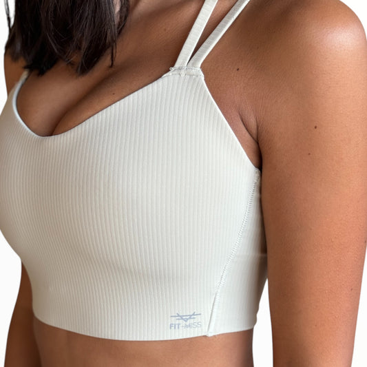 Ribbed Padded Crop Top - Vanilla