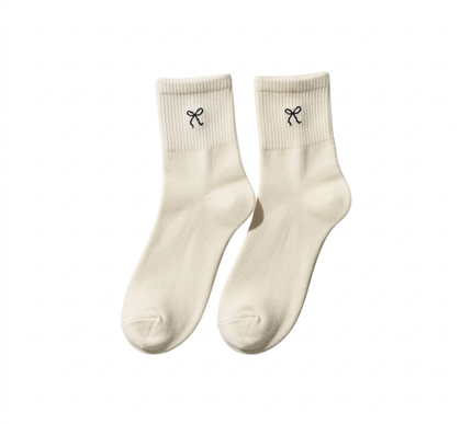 Bow Ribbed Crew Socks