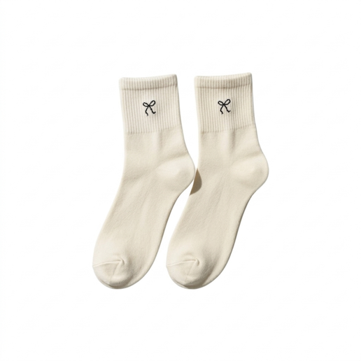 Bow Ribbed Crew Socks