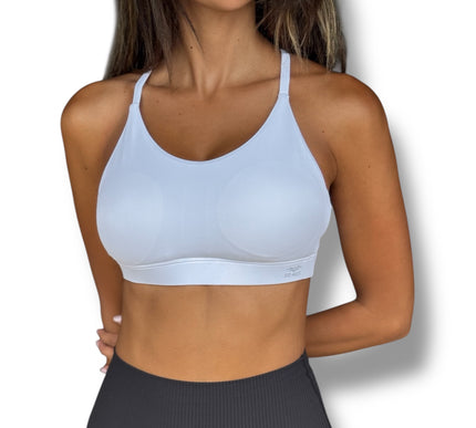 Minimal T-Strap Sports Bra - White