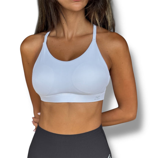 Minimal T-Strap Sports Bra - White